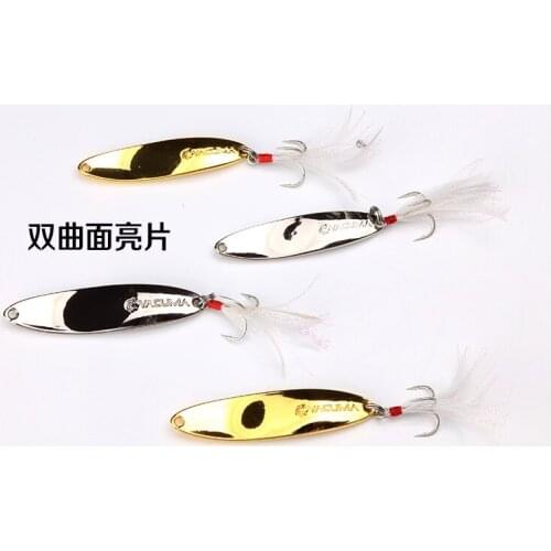 RUKE Metal Fishing Lure Hard Baits Paillette with Feather Treble Hook Tackle 10g/15g