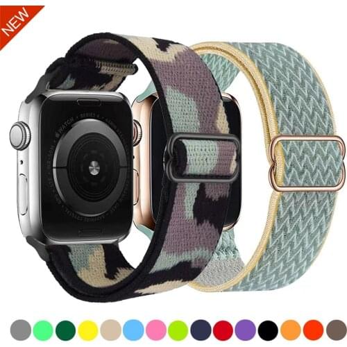 ZH Nylon solo loop strap for Apple watch band 44mm 42mm 40mm 38mm Adjustable fabric replacement strap for iwatch 6 5 4 3 2 1 SE