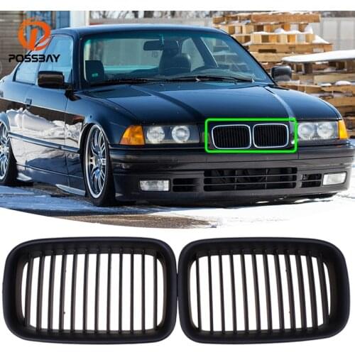 POSSBAY Car Front Center Racing Grills Kidney Auto Hood Grille for BMW 3-Series E36 Sedan/Coupe/Cabrio/Touring/Compact 1990-1996
