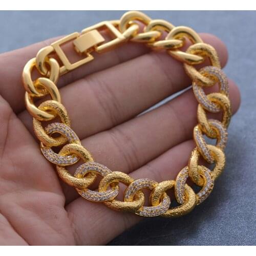 Luxury Gold Color zircon Micro-inlay Bracelet Trendy wedding Bangle For Women /Man Fashion Arab/Africa/Ethiopian Jewelry Gift
