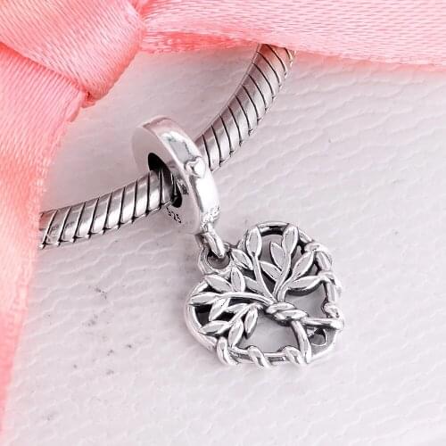 Heat Charm 925 Sterling Silver Heart Family Tree Dangle Charms Fit Original Bracelet Necklaces Bead Pendant for Jewelry DIY