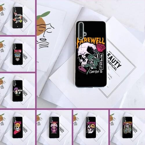 For Huawei Honor 8A Pro 8S V20 Phone Case Silicone Skull Skeleton Flower Soft Back Cover For Huawei Honor 20 Lite Pro 10i 20i