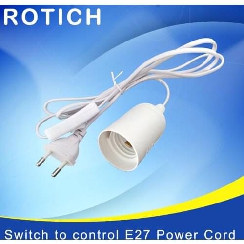SAVE Plug-and-play E27 holder for E27 socket E27 base bulb led light lamp,switch to control E27 Power Cord Europe Russia Plug