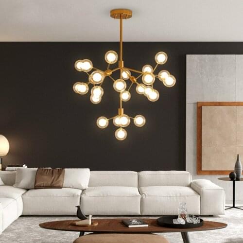 Nordic living room led chandelier modern minimalist home bedroom decoration lamps light luxury G4 glass ball chandelier lighting