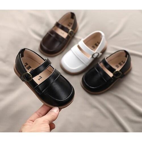 Girls' Single Shoes New Korean Soft Soled Little Girls Velcro Slip Square Shoes Baby Princess Shoes In Spring 2021