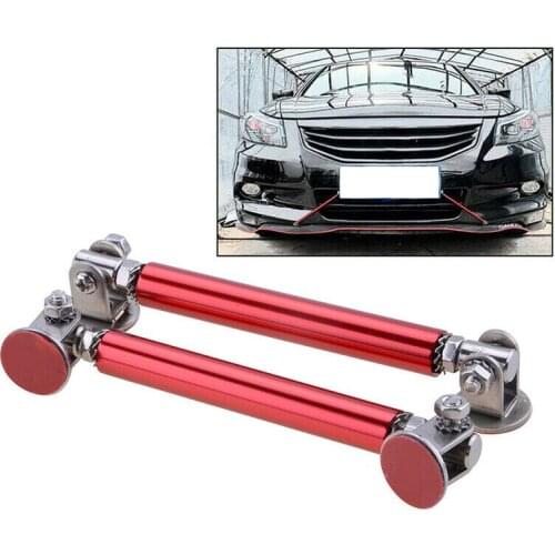Universal 2pcs Adjustable Red Bumper Lip Splitter Strut Rod Tie Support Bar 75mm