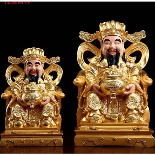 High grade HOME SHOP Company Efficacious Talisman Money Drawing Business booming gold gilding wealth God CAI SHEN copper statue