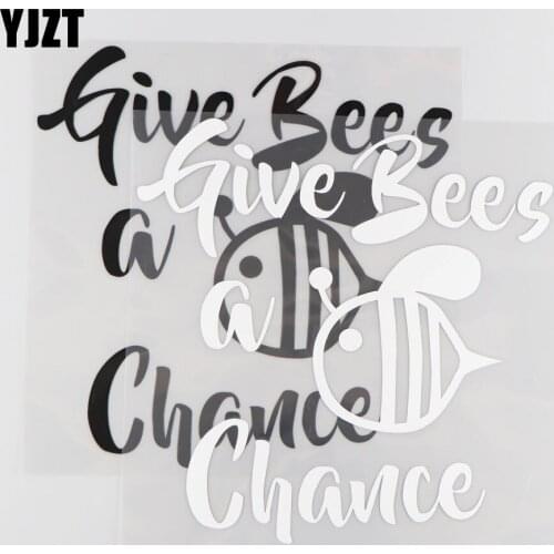 YJZT 20.3CM*20.4CM Give Bees A Chance Funny Car Window Stickers Fashion Vinyl Car Accessories Black/Silver 4A-0103