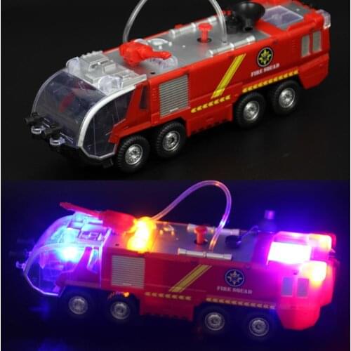 Funny Electric Fireman Fire Fighting Truck Music Light Sound 360 Degree Spray Water Kids Educational Toy Gift