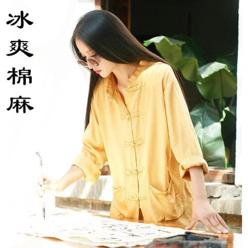 Women Stage Performance Clothes Morning Exercise Chinese Traditional Kung Fu Uniform Tai Chi Top full sleeves Martial Arts shirt
