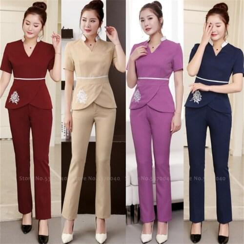 Woman Dentist Spa Tops Blouse Trousers Beauty Salon Bar Massage High Quality T-shirt Pants Hotel Manager Work Uniforms