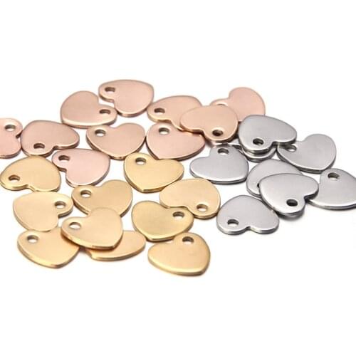 10pcs/lot 7x6 9x10mm Heart Shape Stainless Steel Stamping Blank Dog Tags Charms Jewelry DIY Findings For Pendant Necklace Making