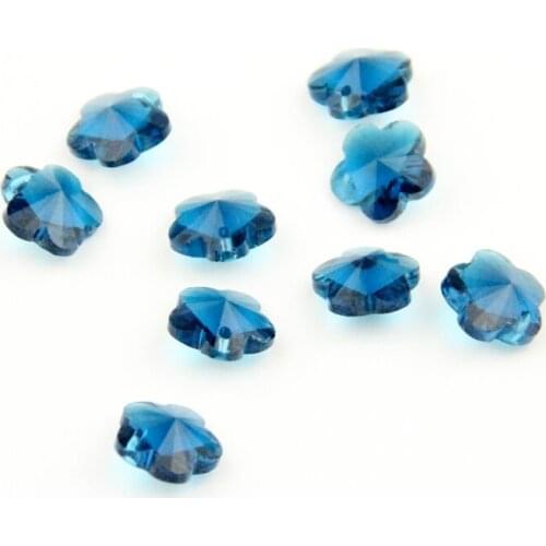 100pcs/lot 14mm Zircon Blue Glass Trimming Beads Plum Blossom Beads For Wedding & Home Decoration