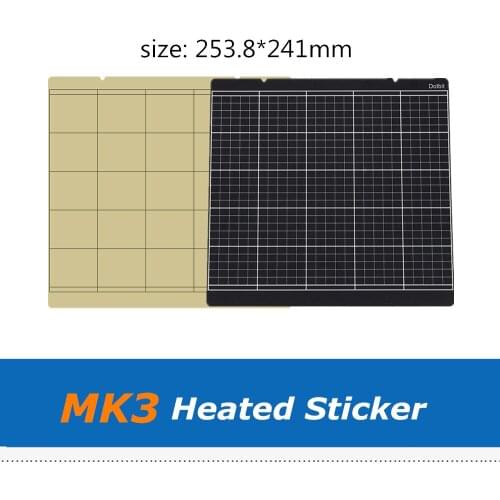 2pcs Black/Golden Prusa I3 MK3 MK2.5 MK52 253.8*241mm Heatbed Sticker Hotbed Platform Sheet With 3M Tape For 3D Printer Parts