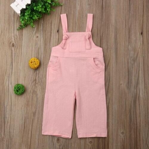 3 Colors Summer Toddler Kids Boys Girl Linen Jumpsuit Playsuit Dungaree Straight Overalls Outfits Clothes 1-5T