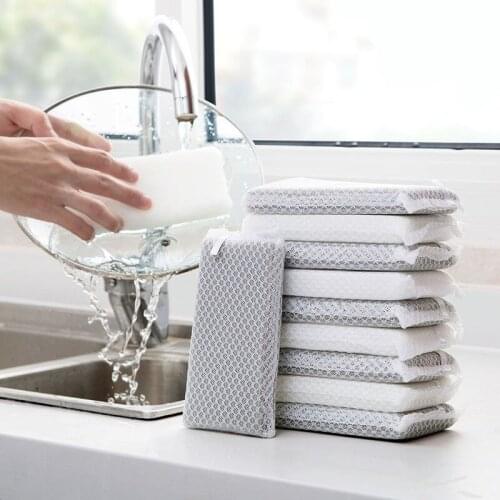 5pcs Dishwashing Sponge Kitchen Cleaning Brush Wiping Rags Absorbent Washing Dish Cloth Accessories Bathroom Cleaning Tools