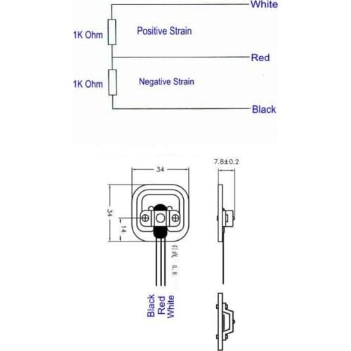 50kg 110lb Half-Bridge Weighing Sensor 3-Wired Load Cell Electric Resistance Strain Gauge for arduino
