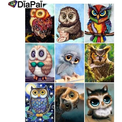 DIAPAI 5D DIY Diamond Painting 100% Full Square/Round Drill "Cartoon animal owl" 3D Embroidery Cross Stitch Home Decor