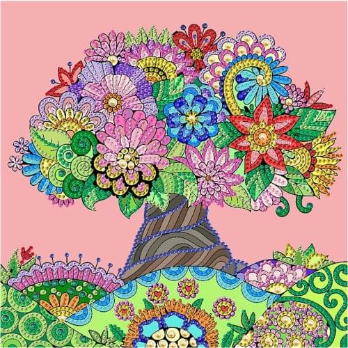 Tree Flowers 5D DIY Diamond Painting Special Shaped Part Drill Resin Wall Hanging Art Picture Kits Rhinestones Mosaic Handmade C