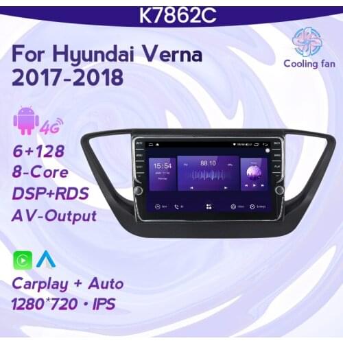 6G+128G Android 11 4G Car Radio Multimedia audio Player GPS Navigation For Hyundai Solaris 2 Verna 2017-2020 no 2 din