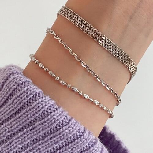 Shimmering Plain Chain Plated Silver Bracelet Design for Japanese and Korean Luxury Lovers