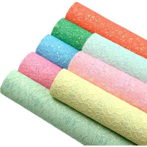 David accessories 8Pieces/set 20*33cm Lace Sequin Faux Synthetic Leather Fabric Hair Bow Bags DIY Handmade Sewing,1Yc12585