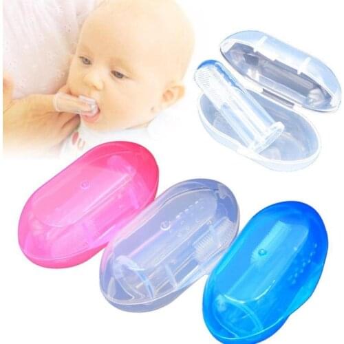 Useful Baby Finger Toothbrush Soft Silicone infant Training Tooth Brush with storage box Teeth Clear Massage for Oral care