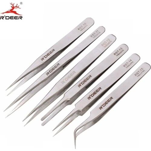 RDEER Electronics Tweezers Stainless Steel Precision Medical Tweezer Anti-Static Makeup Forceps Multi Hand Tools