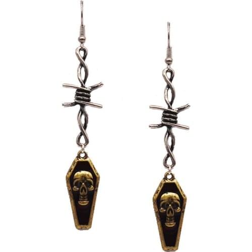 Gothic Dark Coffin Skull Drop Earrings Red Oil Drip Chic Geometric Tassel Earrings Fashion Earrings For Women 2020 Statement