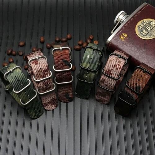 18MM 20MM 22MM 24MM Camouflage Nylon Watchbands NATO Strap Sport Camouflage Nylon Watch Strap, Men and Womens Wristband