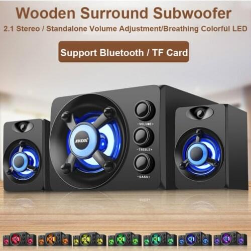 USB PC Desktop Speaker Power Bluetooth Plus USB-TF-AUX Subwoofer with Color LED 2.1 3-channel Computer Combination Speaker
