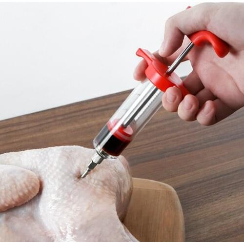 Spice Syringe Food Grade PP Stainless Steel Needles Set BBQ Meat Flavor Injector Kithen Sauce Marinade Syringe Accessory