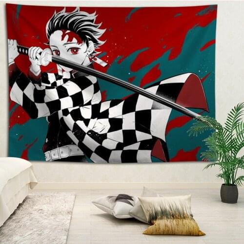 Hot Selling Custom Kimetsu No Yaiba Wall Tapestry Home Decorations Wall Hanging Tapestries For Living Room Bedroom More size