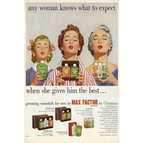 Max Factor for Men Wall Decor Metal Tin Sign 12x8 Inch