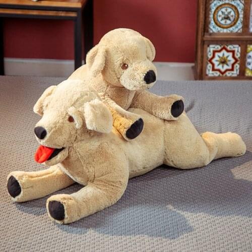 Cute Labrador Dog Plush Toy Lifelike Labrador Puppy Soft Doll Stuffed Real Life Animal Lying Position Dog Pillow Kids Toys Gift