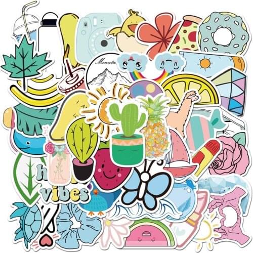 50 Pcs New Simple Girl Cute Cartoon Vsco Sticker Waterproof for Laptop Luggage Guaitar Skateboard Bicycle Toy Stickers