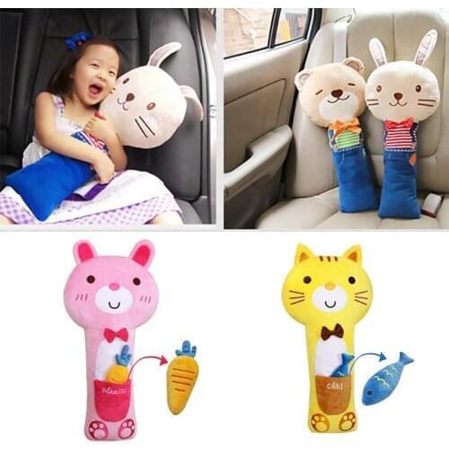 Cute Animal Car Seat Strap Belt Cover Doll Toy Adjustable Pillow Pad Cushion Cover For Kids Children Car Accessories