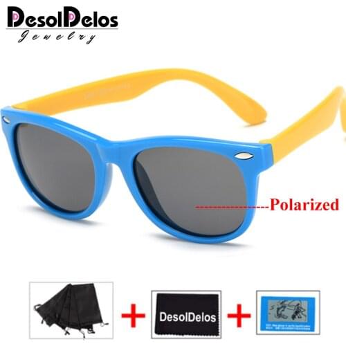 2019 New Silicone Childrens Polarizing Sunglasses Square Boys and Girls'Glasses UV400 Brand Design Soft Safety Sunglasses