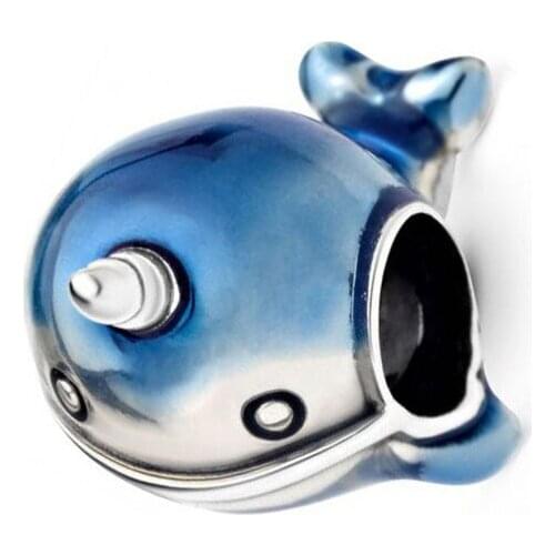 2020 Summer New 100% Real 92 5 Shimmering Narwhale Charms Beads fit Original 3mm Bracelets DIY Jewelry