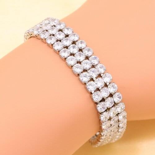 New Fashion Silver Color Bracelet For Women Superior White Cubic Zirconia Adjustable Link Chain Bracelet Length 18+2cm