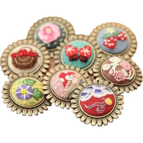 DIY Necklace Embroidery Kit with Hoop Needlework Handmade Brooch Flower Cross Stitch Set Sewing Art Craft Creative Gift