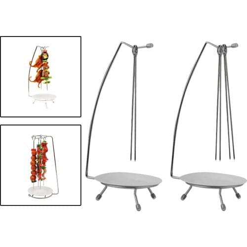 Roaster Rack, Camping Cookware Vertical BBQ Skewer, Barbecue Patio Backyard Meat Chicken Roaster Fork Grilling