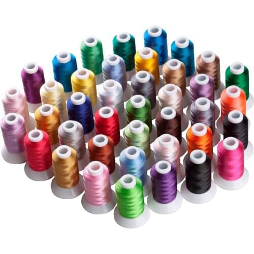 Simthread 40 Brother Colors Polyester Embroidery Machine Thread Plus 5pcs Size A Plastic Bobbins