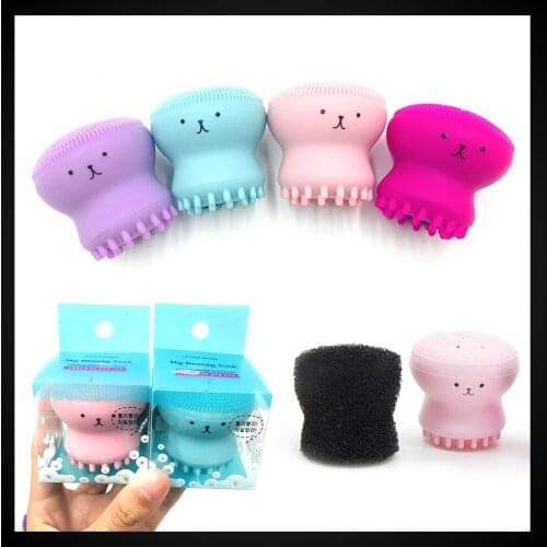Hot 4color Silicone Face Cleansing Brush Facial Cleanser Octopus Shape Facial Cleanser Exfoliator Face Scrub Washing Brush TSLM1