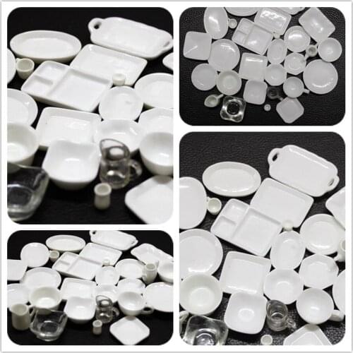 Mix design mini tableware plate cup 20pcs Resin Flat back Cabochon Art Supply Decoration Charm Craft