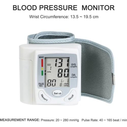 Blood Pressure Monitor Tonometer LCD Display Wrist Pulse Meter Automatic Digital Pulsometer Sphygmomanometer