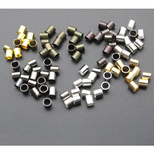 500pcs/lot Dia 1.5 2.0 2.5mm Gold Silver Copper Tube Crimp End Beads Stopper Spacer Beads For Jewelry Making Findings Supplies