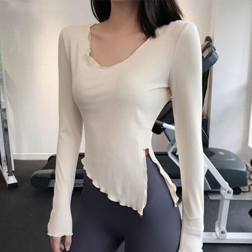 Comfortable Sportswear Beauty Long-Sleeved Sports Top Quick-Drying T-Shirt Tight Thin Short Sexy Yoga Wear Fitness Suit