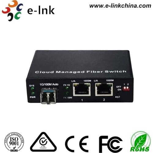 Smart Cloud Managed Gigabit PoE Media Converter 2-Port 10/100/1000Base-TX + 1-Port 100/1000Base-FX SFP