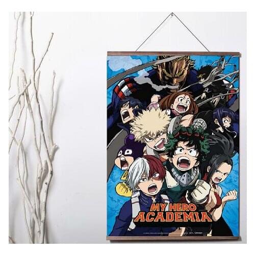 My Hero Academia Japanese Anime Art Canvas Print poster decoration painting with solid wood hanging scroll